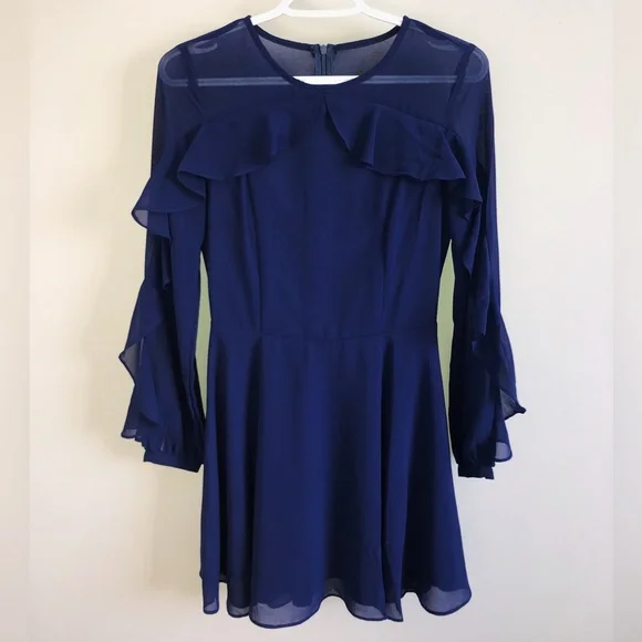 Lulu’s Blue Ruffle Sleeve Dress - Picture 2 of 2
